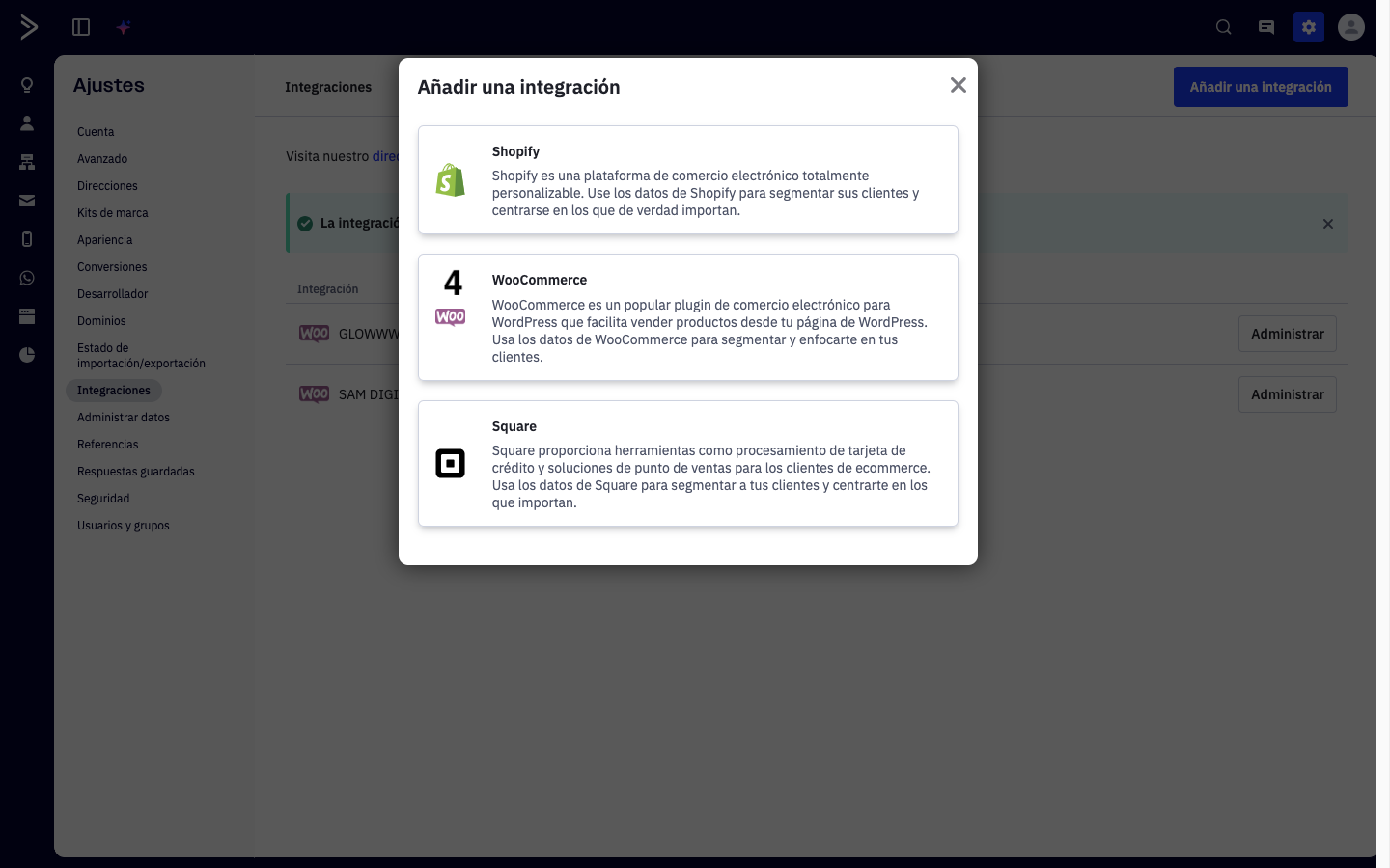 Integración nativa de Active Campaign con WooCommerce 8 integracion active campaign woocommerce 2